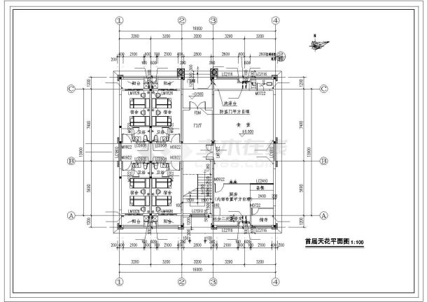 湖州某学校485平米2层框架结构宿舍楼全套给排水设计CAD图纸-图二