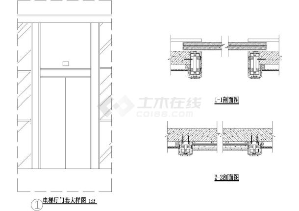 某电梯厅门套CAD平面布置图-图二