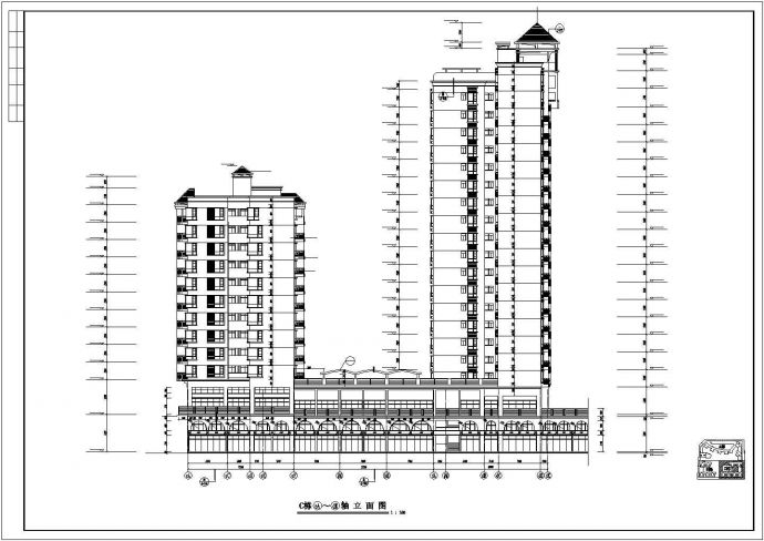 沈阳市某沿街20+12层连体商住楼建筑设计CAD图纸_图1