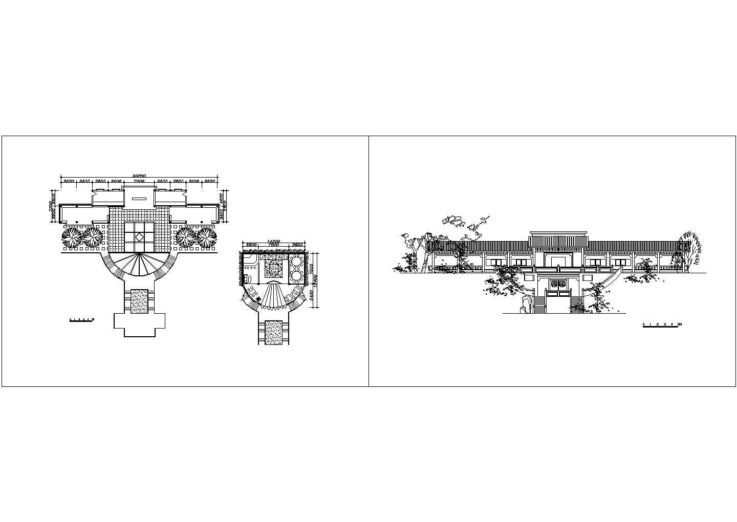 大连市某度假村单层中式楼阁建筑设计CAD图纸