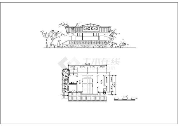 青岛市某度假村中式风格民居楼平立面设计CAD图纸-图一