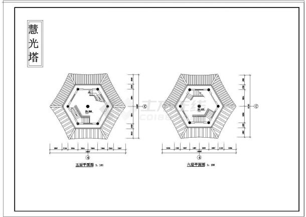 砖混结构古塔建筑cad设计图纸-图一