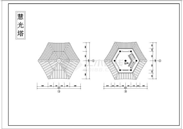 砖混结构古塔建筑cad设计图纸-图二