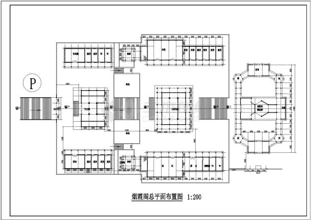 某地区大型寺方案设计cad施工图-图一