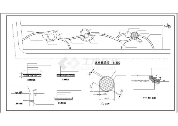 某城市道路旁绿化设计cad施工图纸-图二