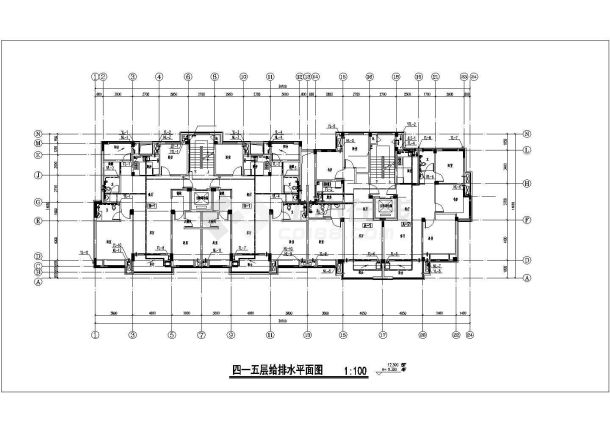 南宁市某小区4100平米6层砖混结构住宅楼给排水设计CAD图纸（含机房层）-图一