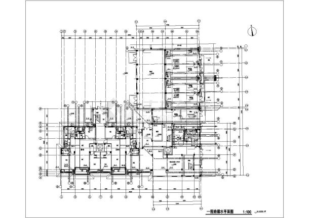 乌鲁木齐市某小区3800平米6+1层砖混住宅楼给排水设计CAD图纸-图一