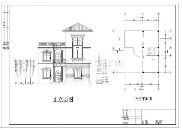 某3层独栋别墅建筑全套施工cad图纸-图二