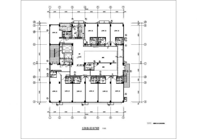 北京某养老院5900平米7层框混结构综合楼全套给排水设计CAD图纸_图1