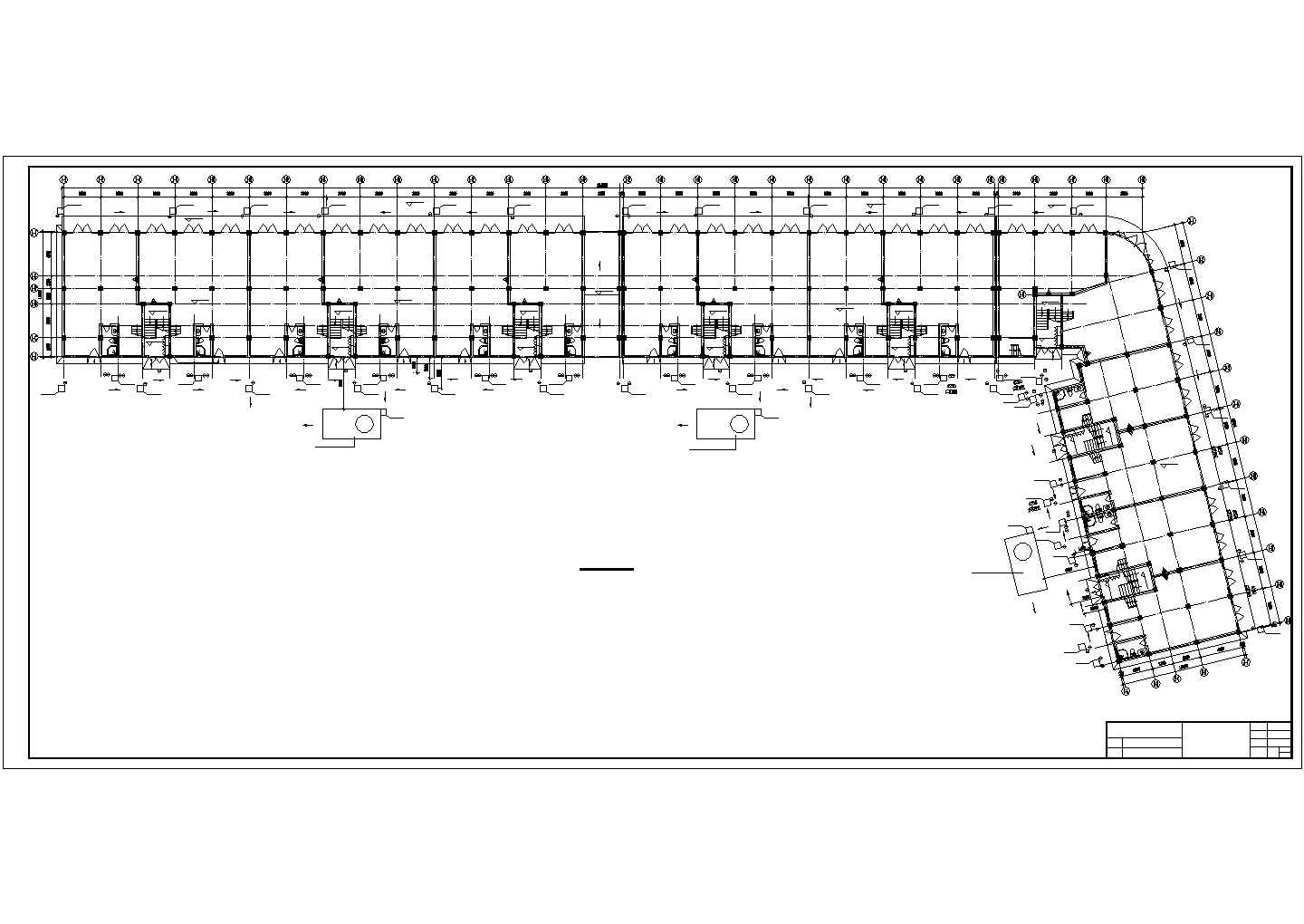 8500平米6+1层框架结构商住楼给排水设计CAD图纸（底层商铺）