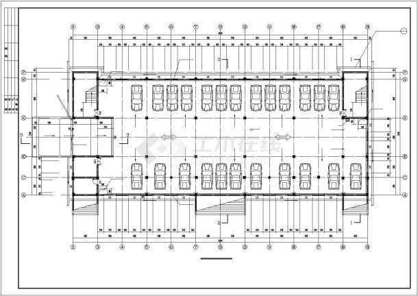 某大学4400平米四层框架结构学生食堂建筑CAD设计图纸（含地下层）-图二