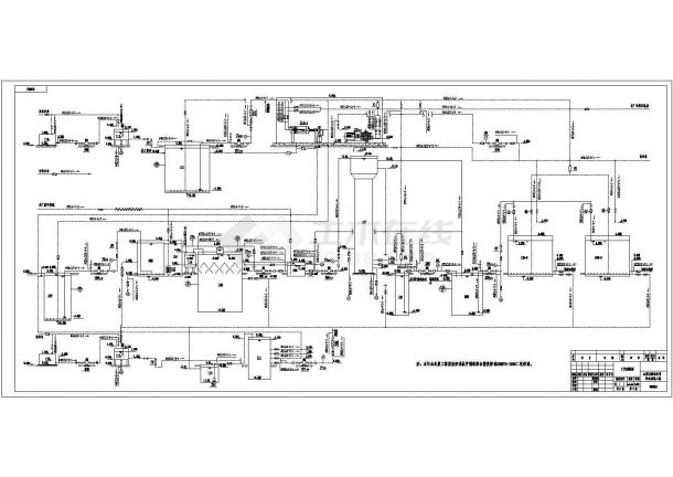 某大型制药厂污水处理工程设计cad工艺流程图-图一