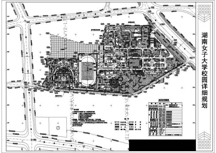 某地区女大校园规划设计施工详细方案CAD图纸_图1