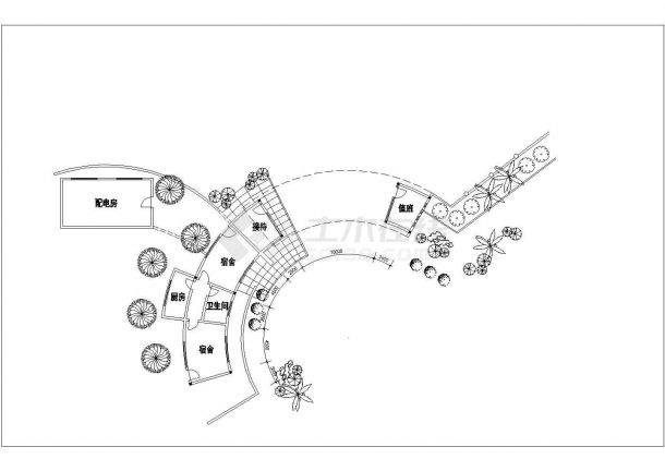 某度假村580平米单层砖混结构休闲民宿酒店平立面CAD设计图纸-图二