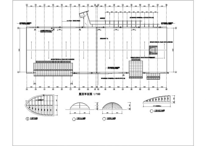 重庆某大学占地1400平米单层钢框架结构体育馆建筑CAD设计图纸_图1