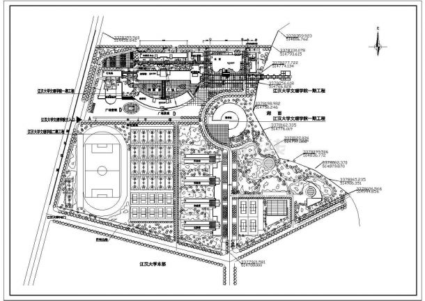 某地区大学校园景观完整规划设计施工详细方案CAD图纸-图一