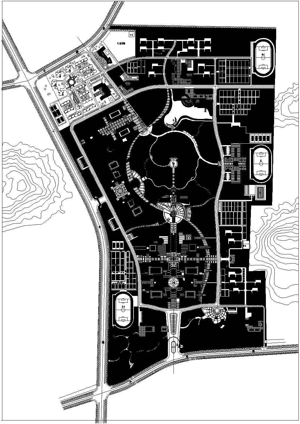 某地区学院总体规划设计施工详细方案CAD图纸
