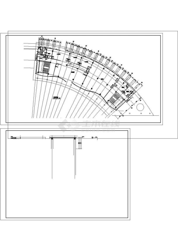 银川市某3层扇形结构大酒店建筑设计CAD图纸-图二