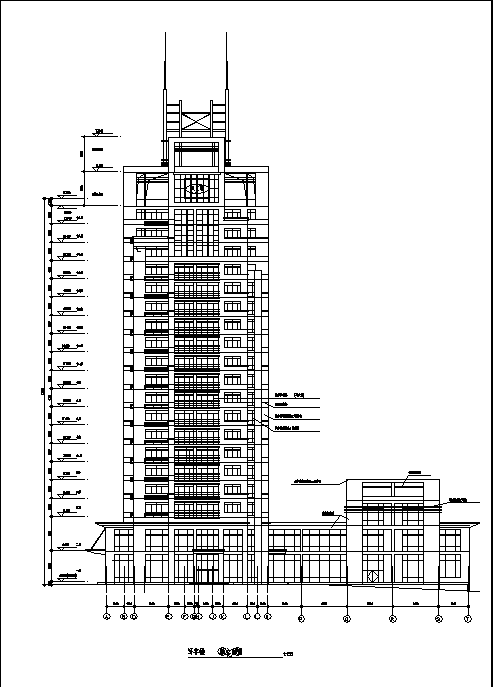 郑州市高层写字楼建筑设计施工cad图纸-图二