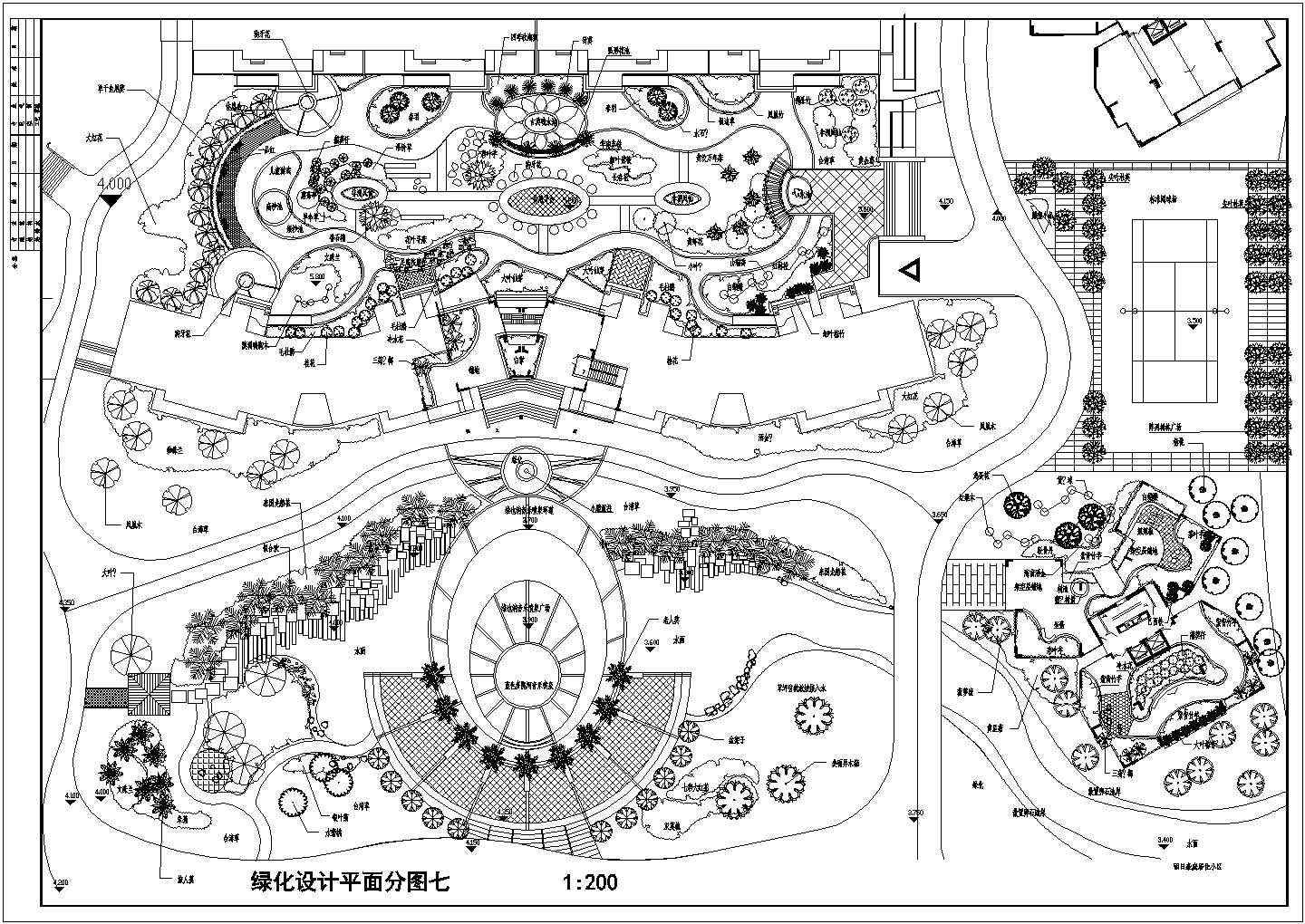 某地区居民小区园林绿化总规划设计施工详细方案CAD图纸