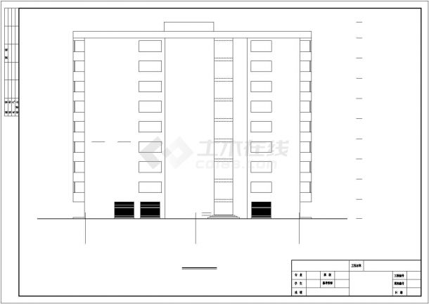 【某市】3060平方米九层框架住宅楼建筑全套cad图，含效果图-图二