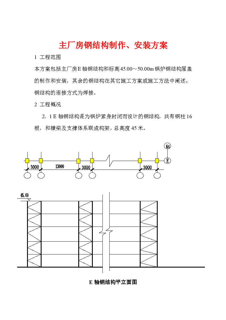 主厂房钢结构制作、安装方案