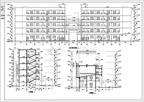 五层框架综合教学楼建筑cad图纸毕业设计-图二