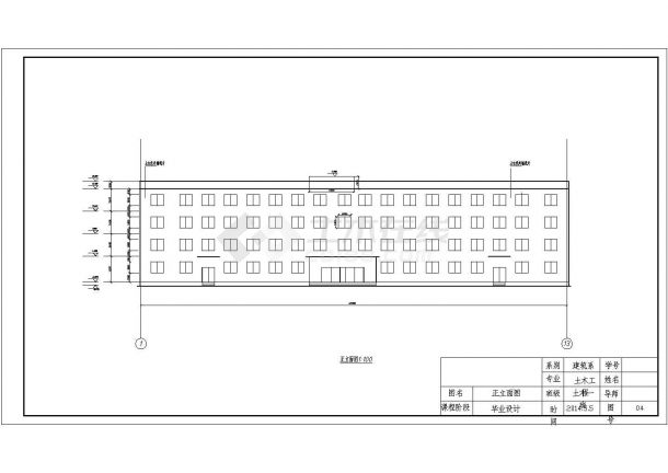 兰州市某企业单位4600平米四层框架结构办公楼平立剖面设计CAD图纸-图一