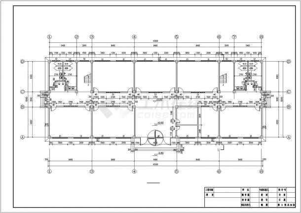 镇江某商业街3000平米五层框架结构商业办公楼建筑+结构设计CAD图纸-图二