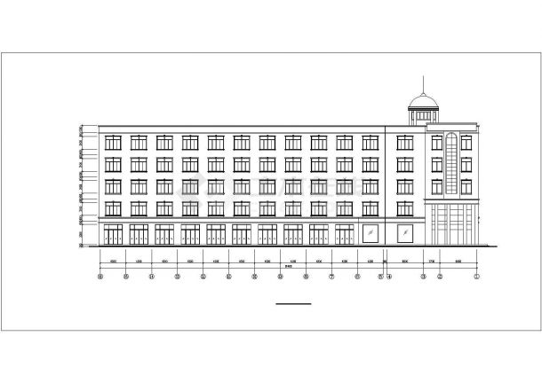 苏州某单位公司4700平米五层框架结构办公楼平立剖面设计CAD图纸-图一