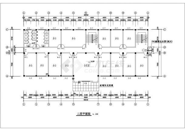 宿迁市某大型工厂3200平米五层框架办公楼全套建筑设计CAD图纸-图一