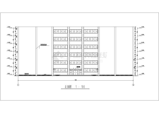 河南某高校4460平米左右6层框架结构行政办公楼建筑设计CAD图纸-图二