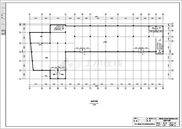 长沙某大学4800平米6层框架结构行政办公楼建筑设计CAD图纸-图二