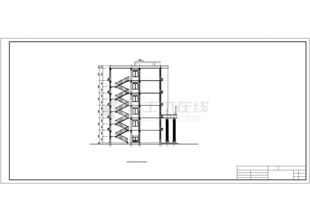 陕西某道路公司5000平米左右6层框架结构办公楼建筑设计CAD图纸-图二