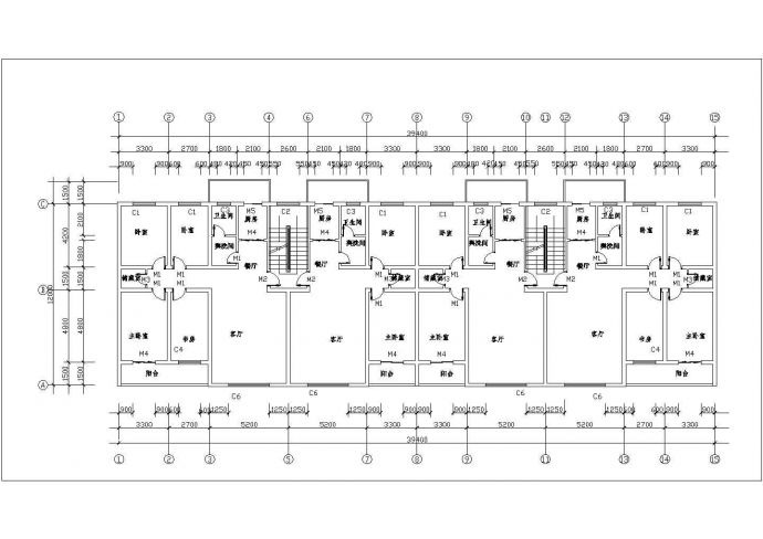 4100平米6层砖混结构商住楼建筑设计CAD图纸（底层门面房）_图1