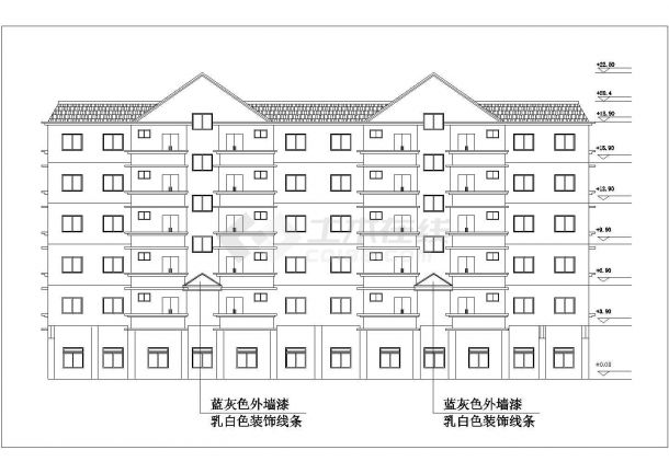 4100平米6层砖混结构商住楼建筑设计CAD图纸（底层门面房）-图二