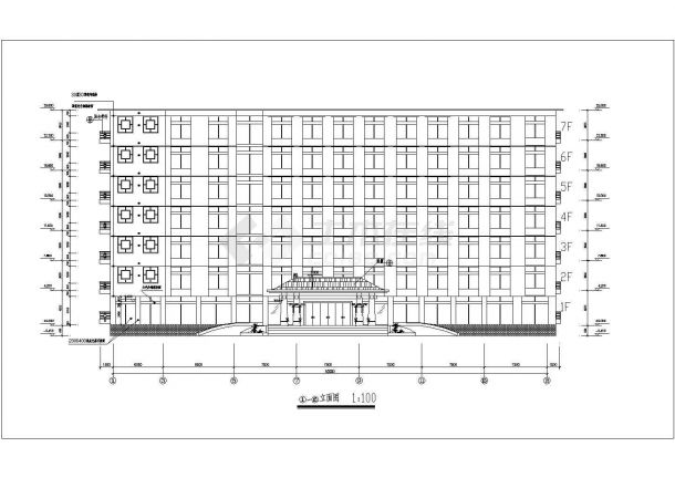 西安市某研究院6800平米7层框架结构办公综合楼建筑设计CAD图纸-图二