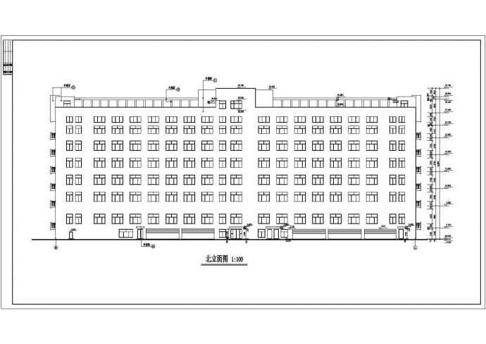 南宁市某市政单位占地1350平米7层框架结构办公楼建筑设计CAD图纸_图1