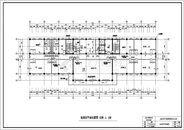 三门峡市某市政单位1万平米9层框架结构办公楼建筑+结构设计CAD图纸-图二
