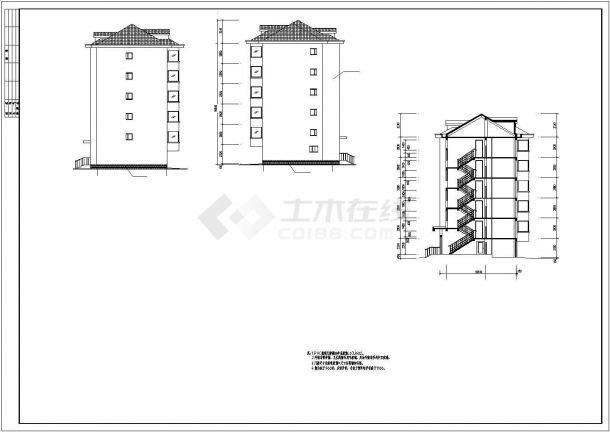 2450平米6+1层框混结构住宅楼建筑设计CAD图纸（含阁楼/底层车库）-图一