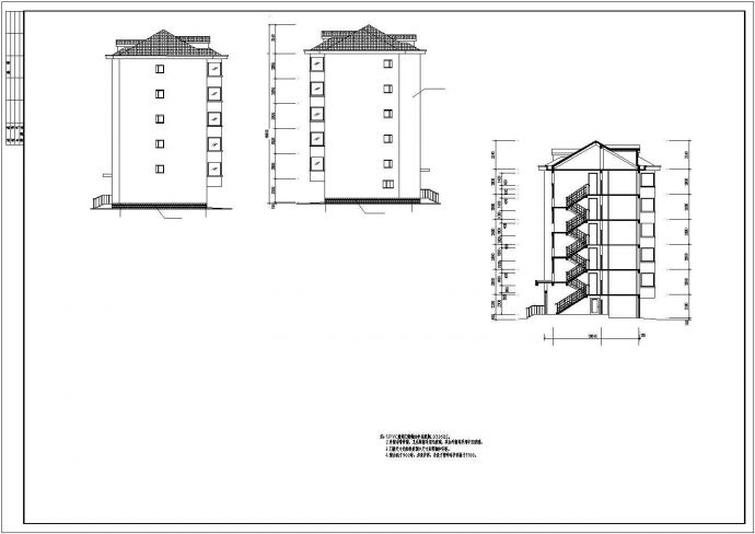 2450平米6+1层框混结构住宅楼建筑设计CAD图纸（含阁楼/底层车库）_图1