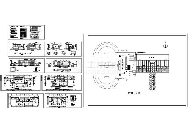 3650平米三层框架结构活动中心建筑设计CAD施工图-图一