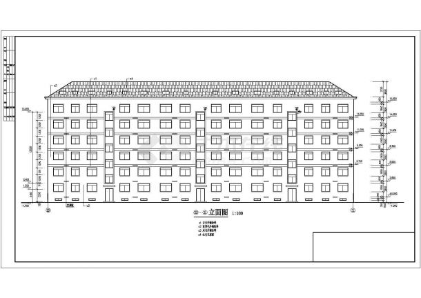 牡丹江市某小区3450平米左右6+1层框架结构住宅楼结构设计CAD图纸-图一