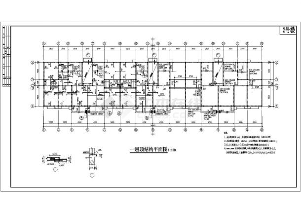 枣庄市某小区3300平米6层砖混结构住宅楼结构设计CAD图纸-图一