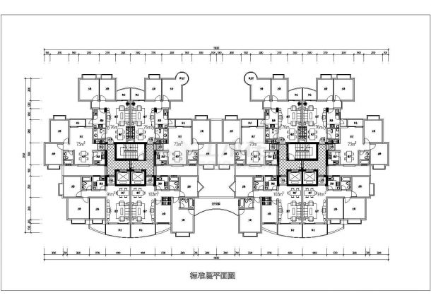 多层住宅楼户型设计CAD平面布置参考图-图二