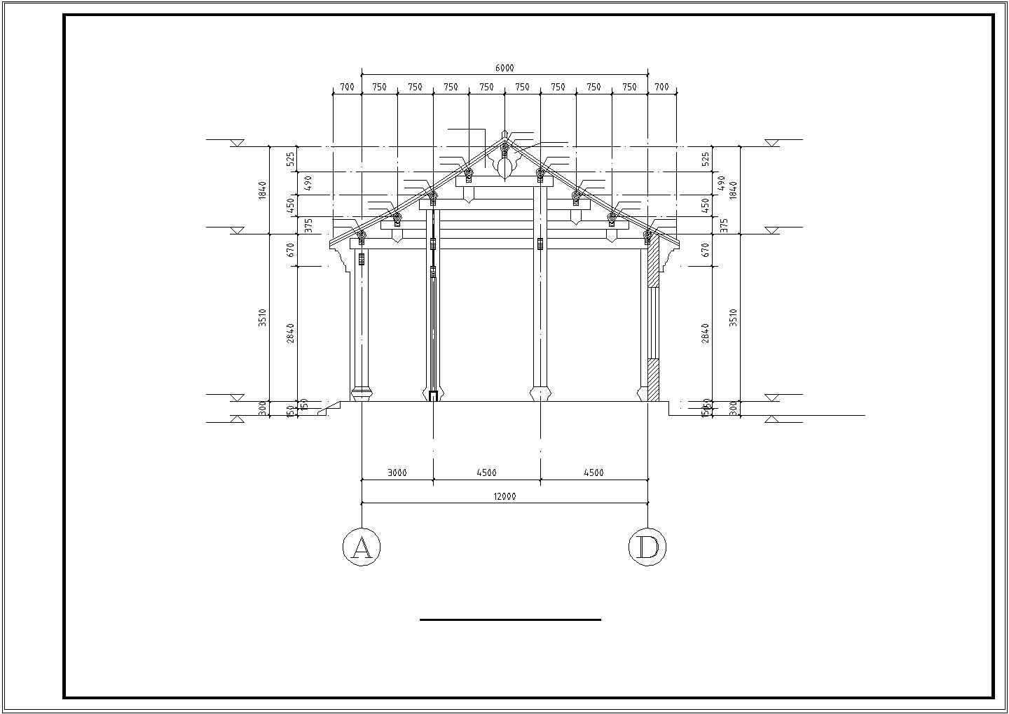 某寺庙古建筑cad设计施工图