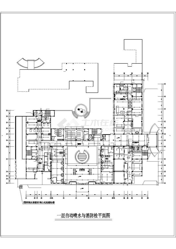 某16600㎡地上六层医院给排水cad施工图纸（高22米）-图一