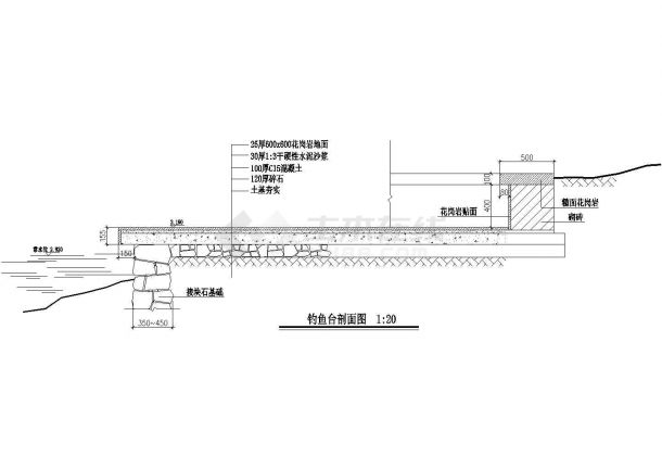 某区域大型钓鱼台CAD剖面图-图一