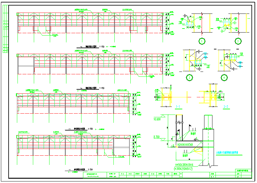 某两层框架钢结构电机公司设计CAD全套建筑施工图纸（含设计说明）