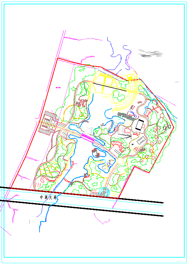 著名公园景观规划平面布置图设计CAD全套建筑施工图（含设计说明）-图一